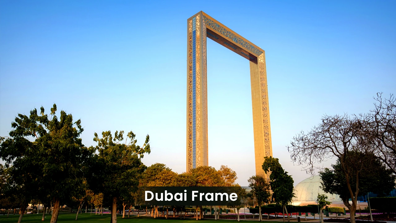 Dubai Frame in Zabeel Park showcasing panoramic views of old and new Dubai